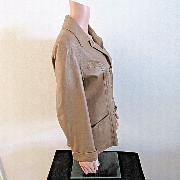Vintage Jacket Brown Button Lined Leathers New England L 12-14 - Picture 3 of 8